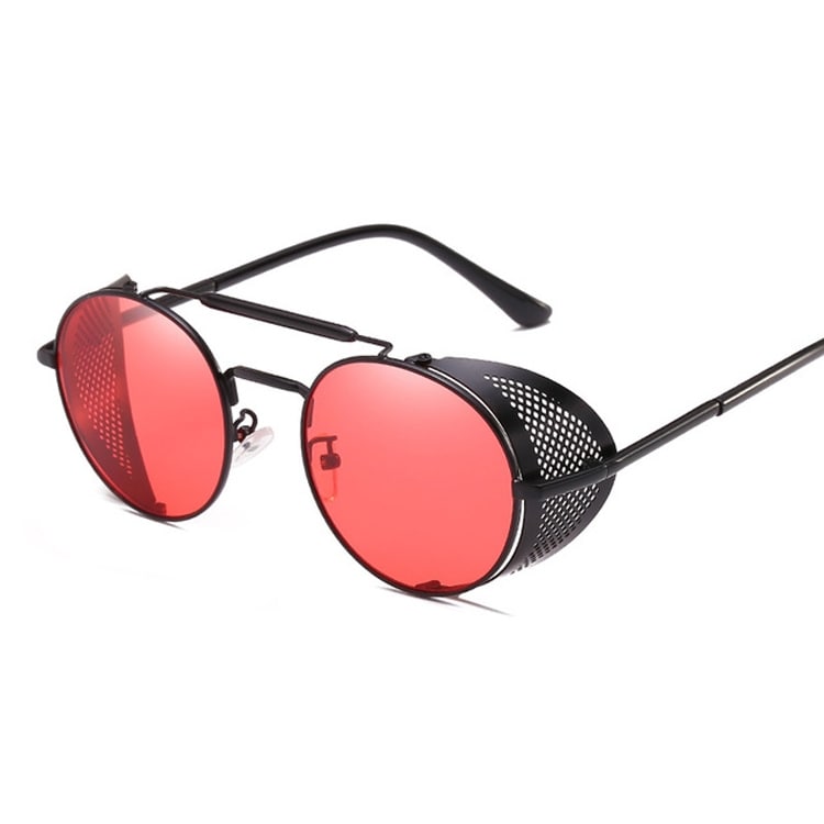Retro Solbriller UV-beskyttelse - Svart/Rød