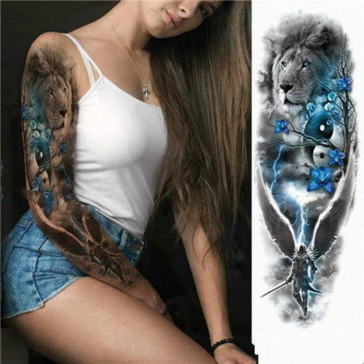 Tilfeldig tatovering - Løve/Blå