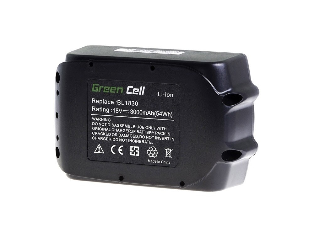 Green Cell verktøysbatteri BL1830 til Makita BDF450SFE BTL061RF BTW450RFE