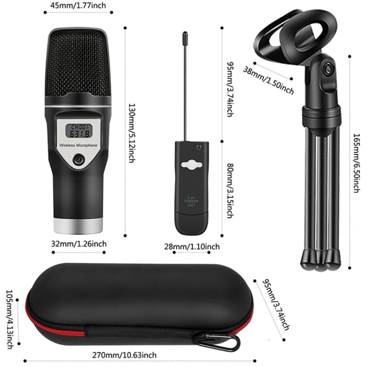 Yanmai USB trådløs kondensatormikrofon med stativ og mottaker