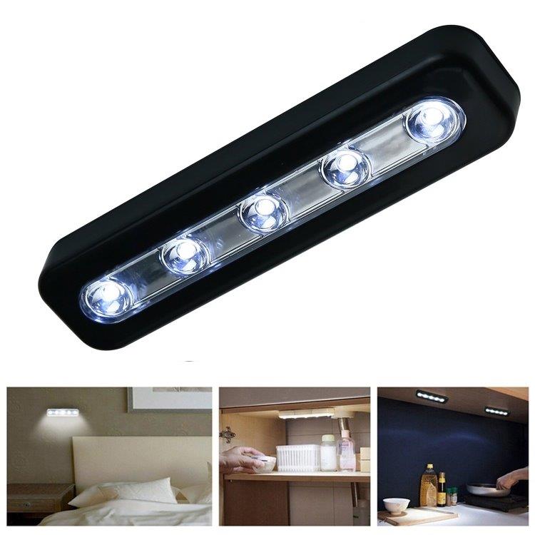 Svart 5 LEDs spotlight med touch