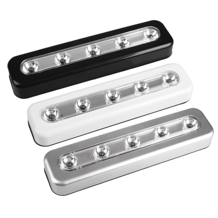 Svart 5 LEDs spotlight med touch