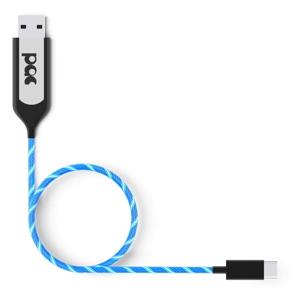 PAC Ladekabel USB-C 1m Blå LED