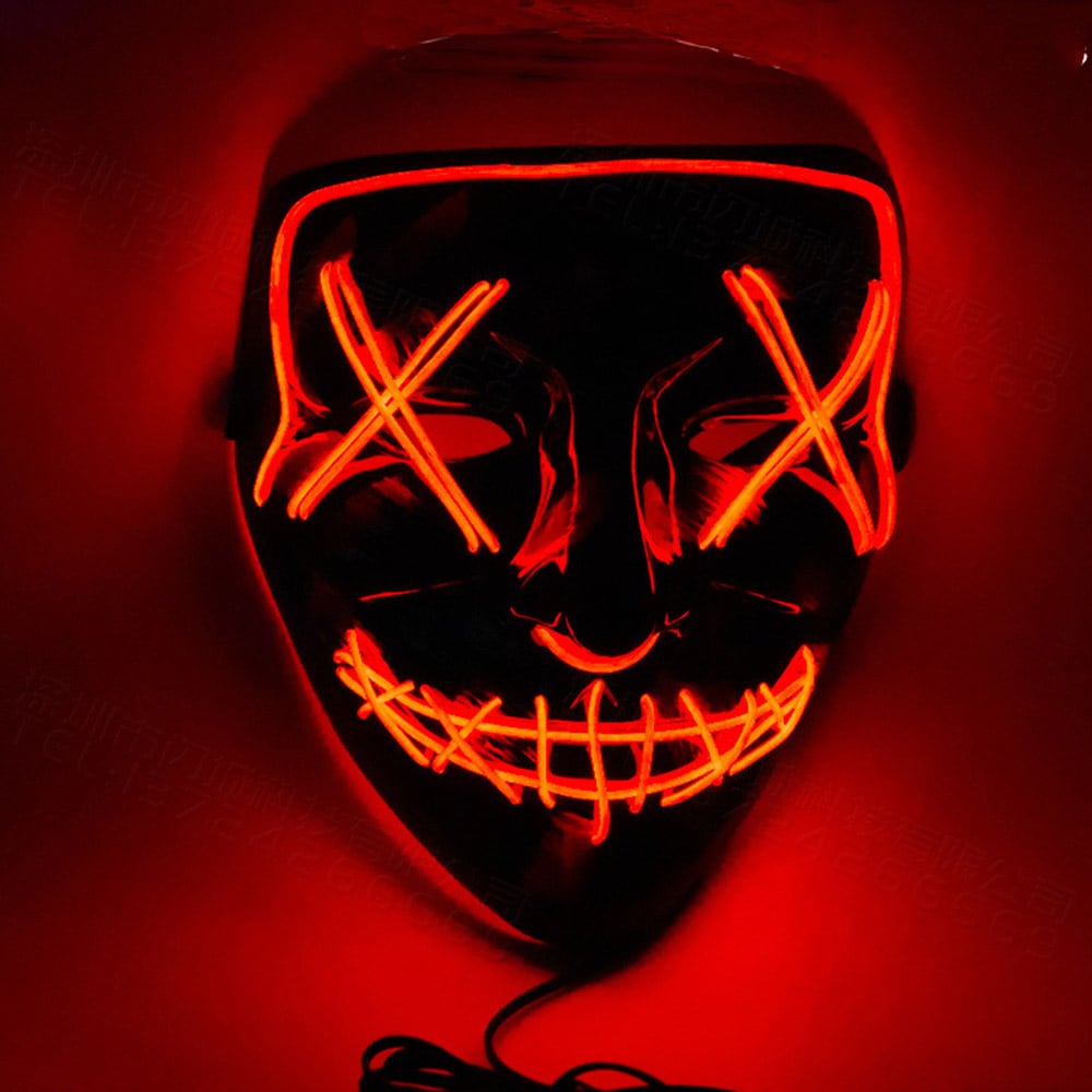 Halloweenmaske Glowing Rød