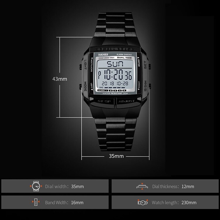 SKMEI 1323 Digitalt Armbåndsur - Sølv