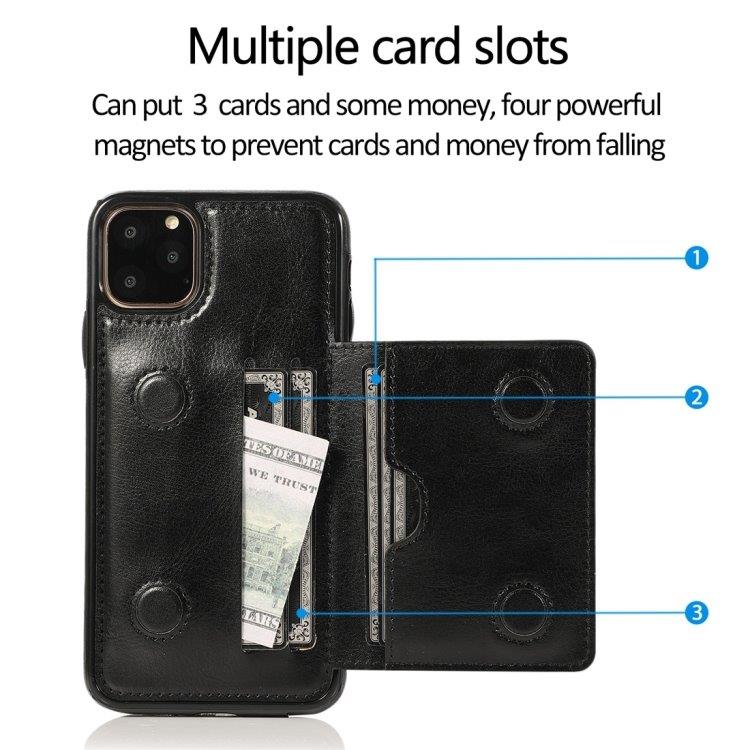 Lommebokdeksel med stativ og lommebok iPhone 11 Pro Svart
