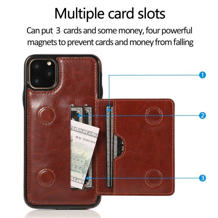 Lommebokdeksel med stativ og lommebok iPhone 11 Pro Brun