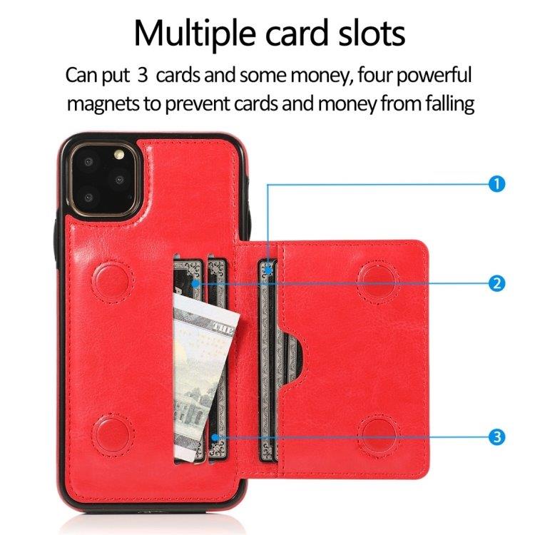 Lommebokdeksel med stativ og lommebok iPhone 11 Pro Rød