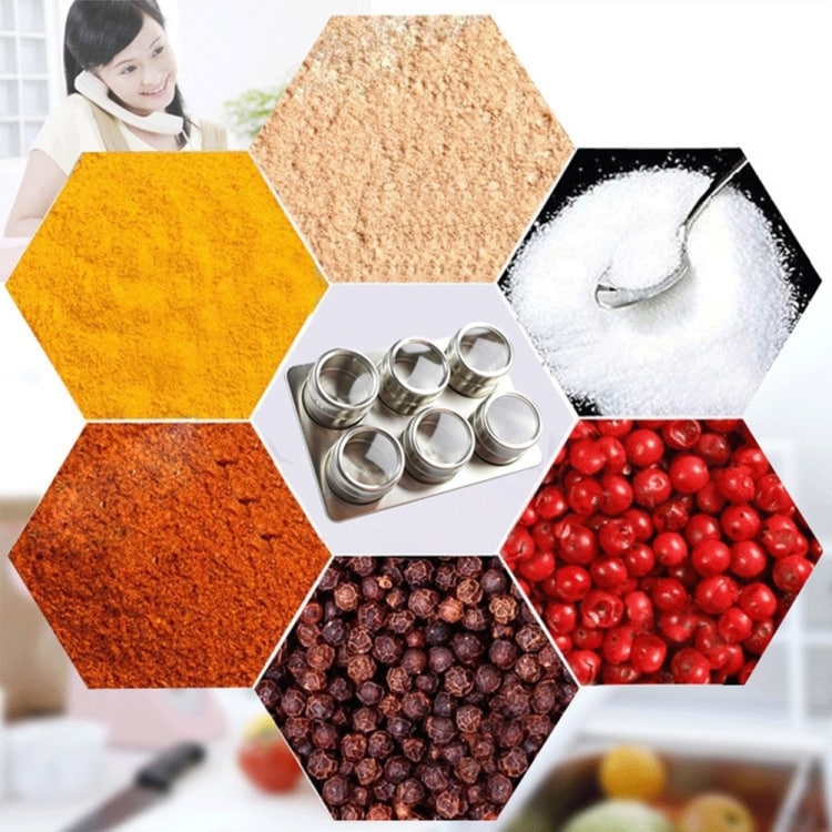 Oppbevaring av krydder i rustfritt stål - 6 bokser
