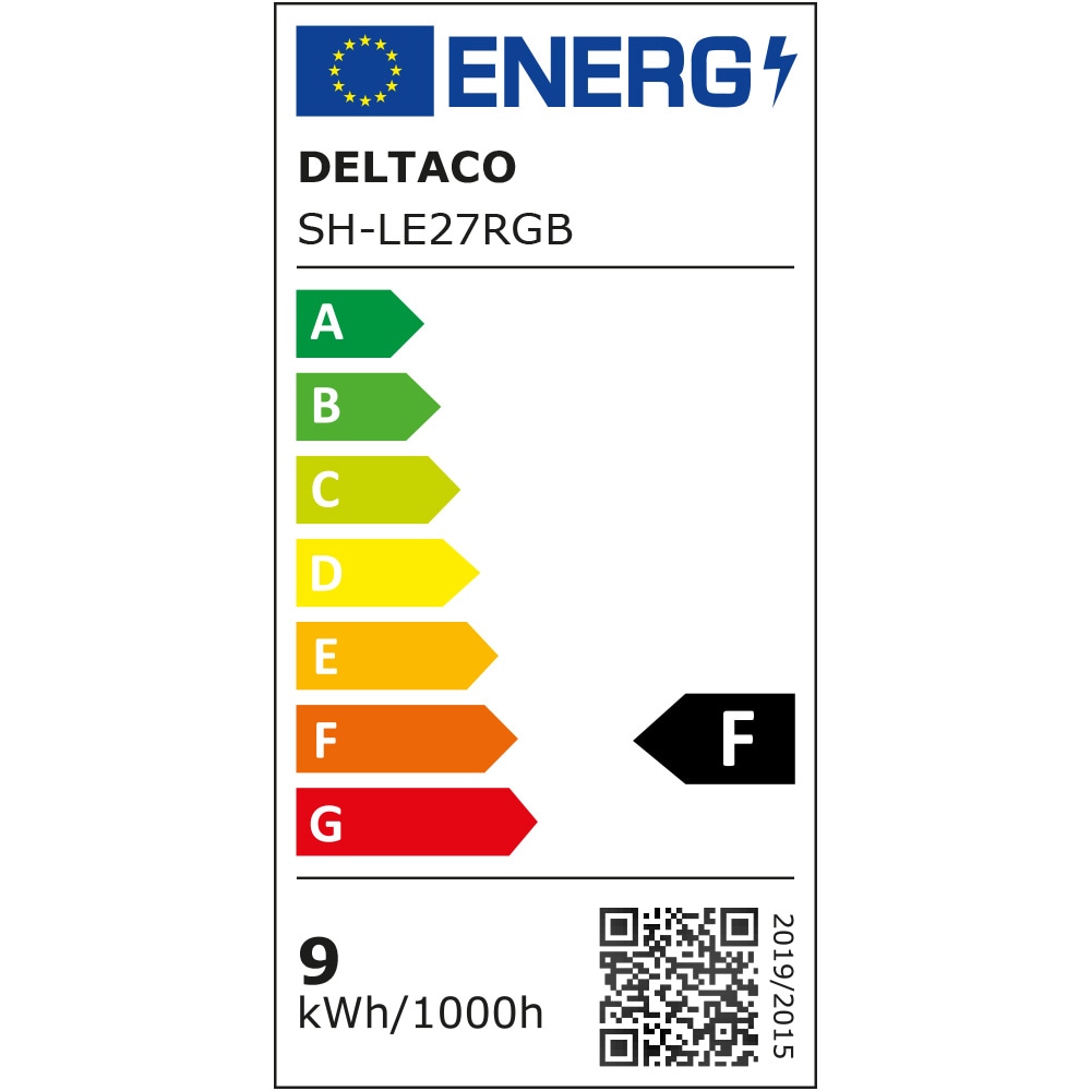DELTACO SMART HOME WiFi RGB LED-lyspære, E27 9W 810lm