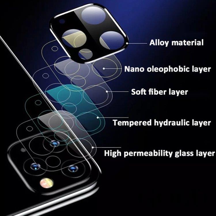 Linsebeskyttelse av herdet glass til iPhone 11 Pro og 11 Max - Svart