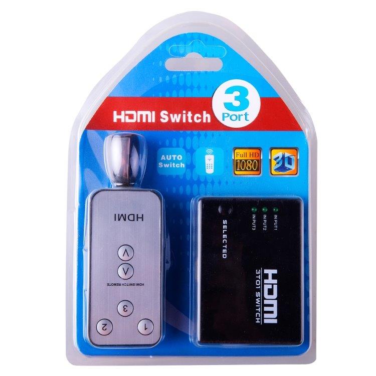 HDMI 3i1  Switch 1080P med IR Fjernkontroll