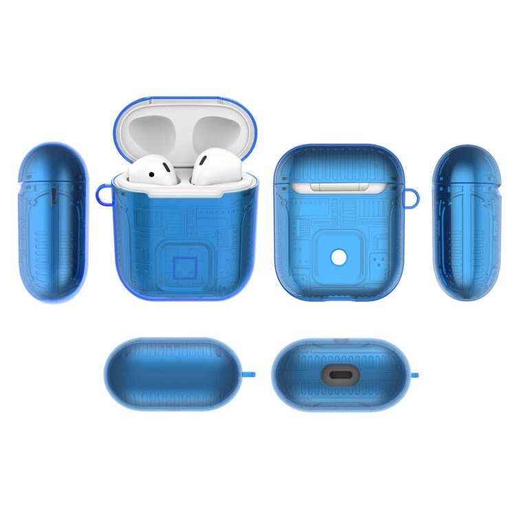 Beskyttelsesfutteral til Apple Airpods med karabinkrok - Blå