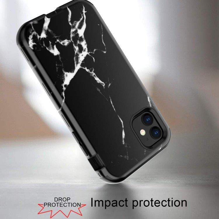 3 i 1 Full Protection Deksel til iPhone 11 PRO - BLACK MARBLE