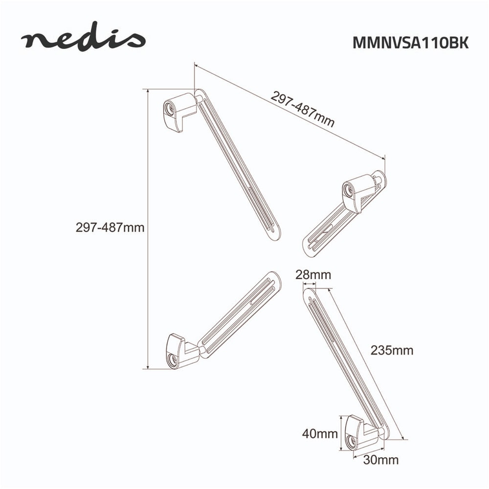 Nedis Adaptersett for montering av ikke-Vesa-skjerm 13-27"