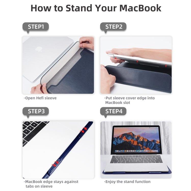Sleeve Deksel med stativ Macbook 13.3" - Blå