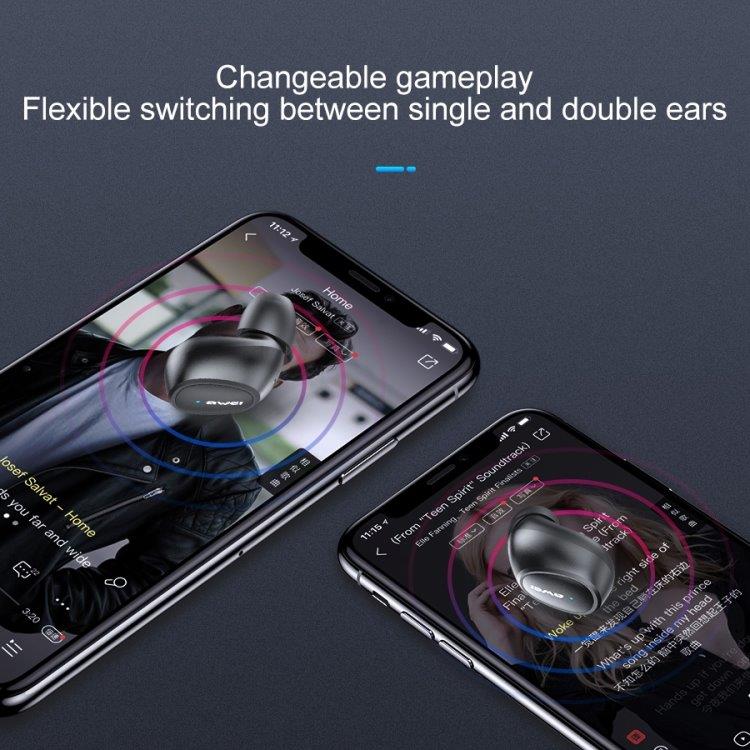 Trådløst sport headset awei T6 Bluetooth V5.0 - Svart