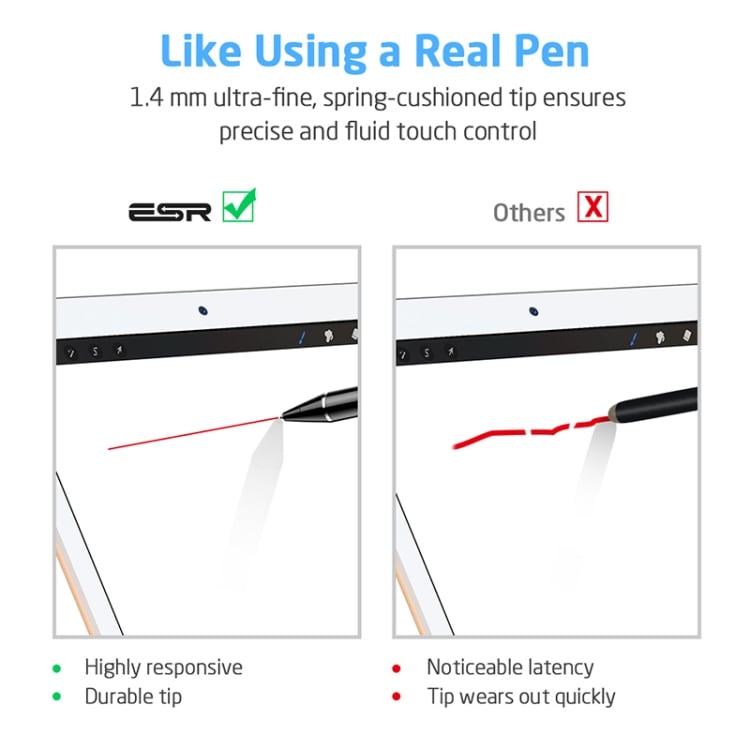 ESR Oppladbar Stylus penn til smartskjermer 1.4mm