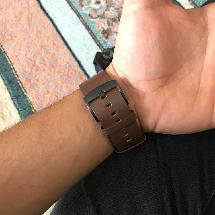 Lærarmbånd for Apple Watch/ Galaxy Gear S3 /Moto 360 2nd - Svart 22mm