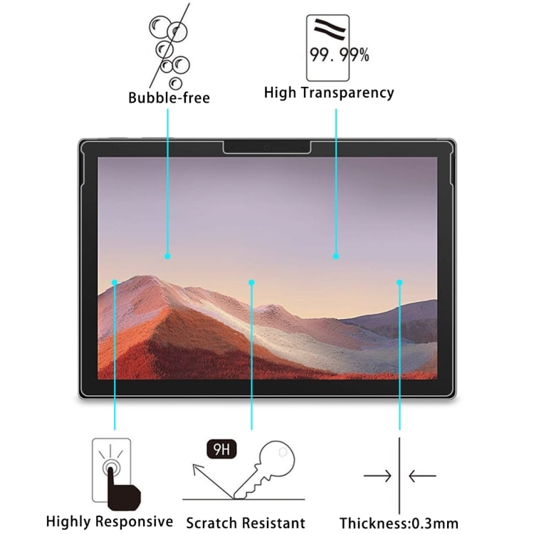 Herdet skjermbeskyttelse i glass til Microsoft Surface Pro 7