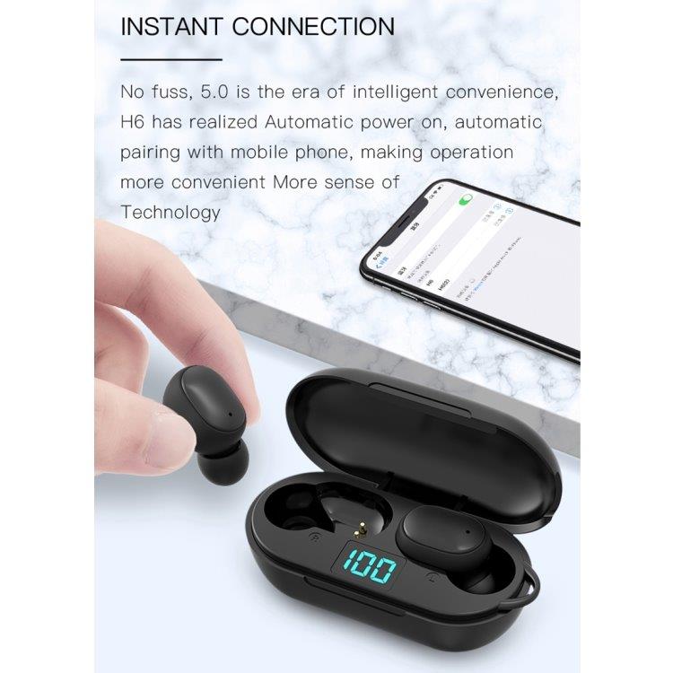 H6 True Wireless Bluetooth 5.0 Headset med ladeboks