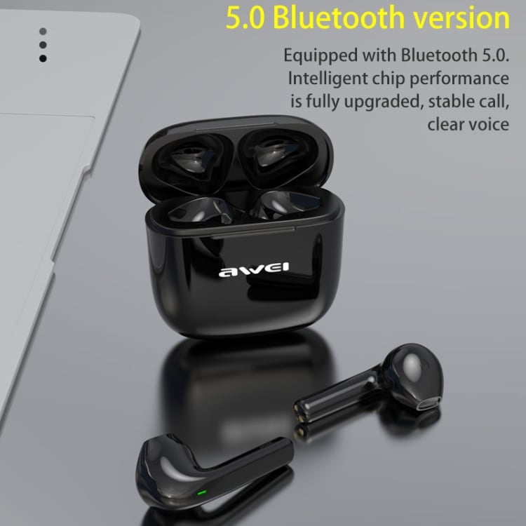 AWEI T26 Svarte Bluetooth Airpods med ladeboks