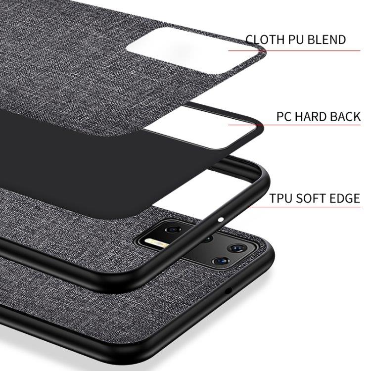 Hardt mobildeksel med tekstiloverflate for Huawei P40