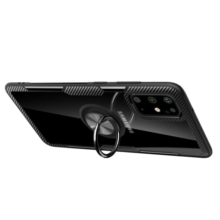 TPU beskyttelsedeksel med mobilring til Samsung Galaxy S20, sølv/svart