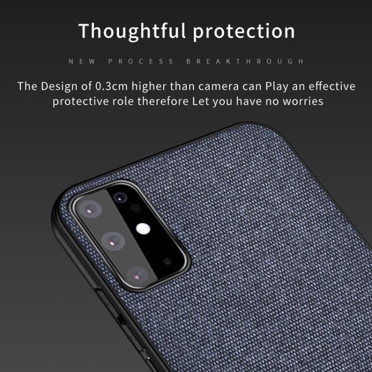 TPU beskyttelsedeksel med tekstiltekstur til Samsung Galaxy S20+, svart