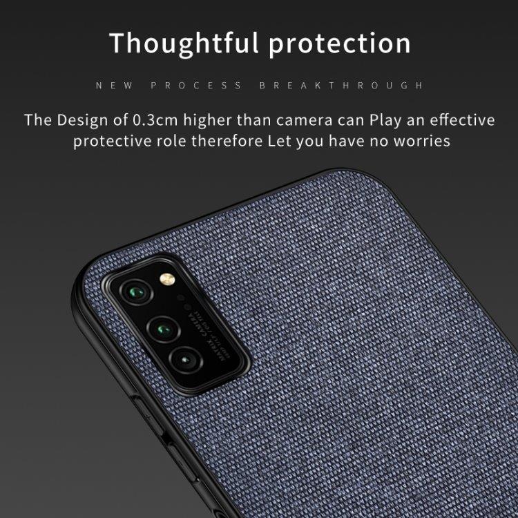 Shockproof TPU deksel med tekstiltekstur til Huawei Honor V30, svart