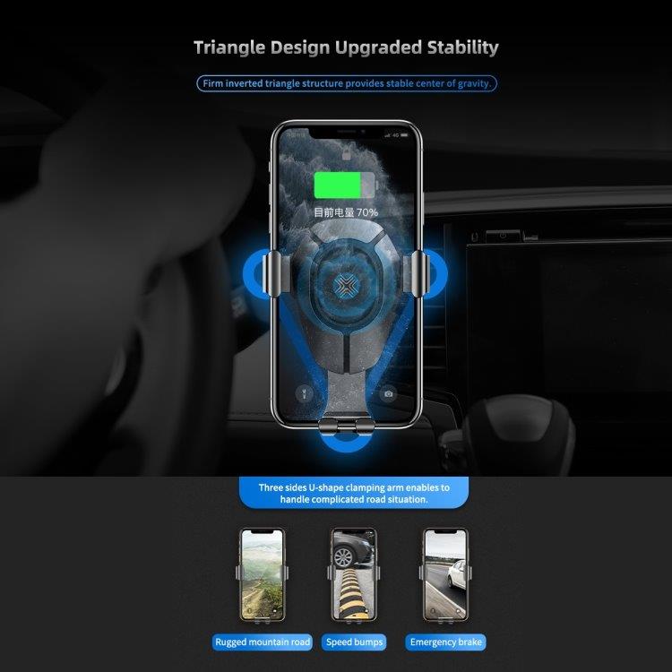 Gravity Smartphone Bilholder luftventil & Trådløs lader, sølv