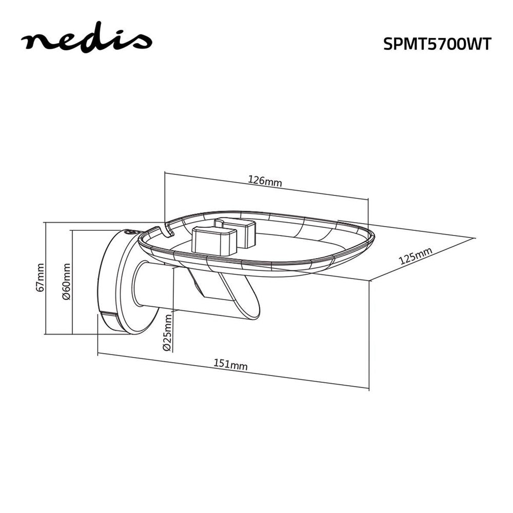 Nedis Veggfeste for Sonos One / Sonos Play:1  Maks. 3 kg