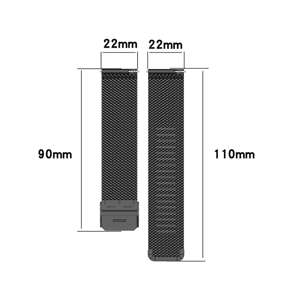 Klokkearmbånd i metall 22mm - Svart