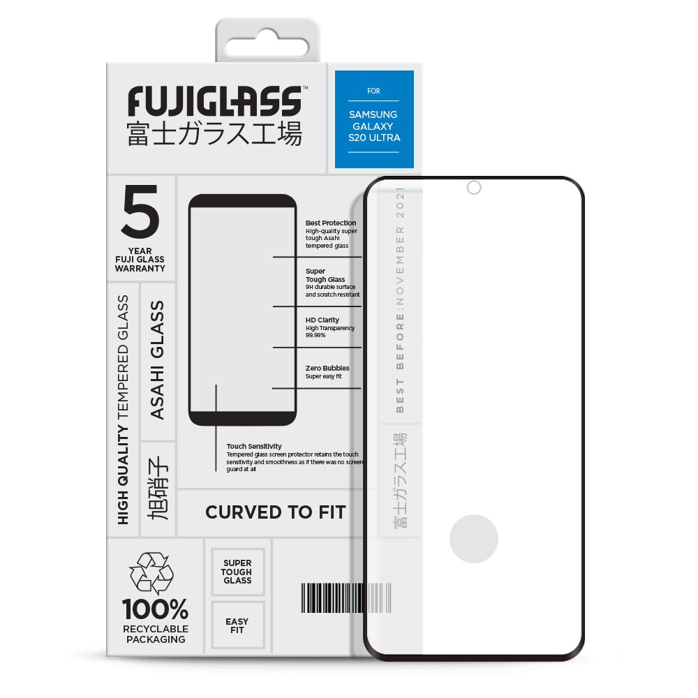 Fuji Curved Skjermbeskyttelse Samsung Galaxy S20 Ultra Klar/Svart