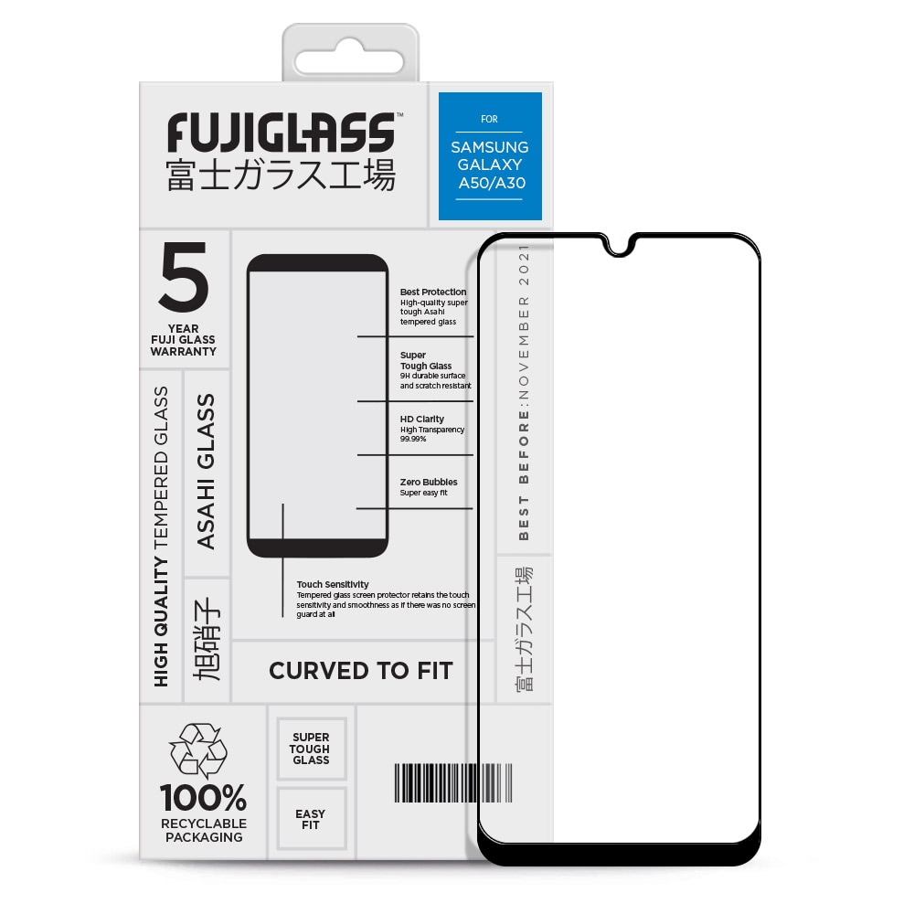 Fuji Curved Skjermbeskyttelse Samsung Galaxy A50/A30 Klar/Svart