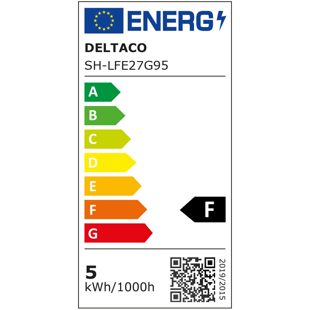 DELTACO Smart Home LED-pære Filament E27, WiFI, 5.5W G95
