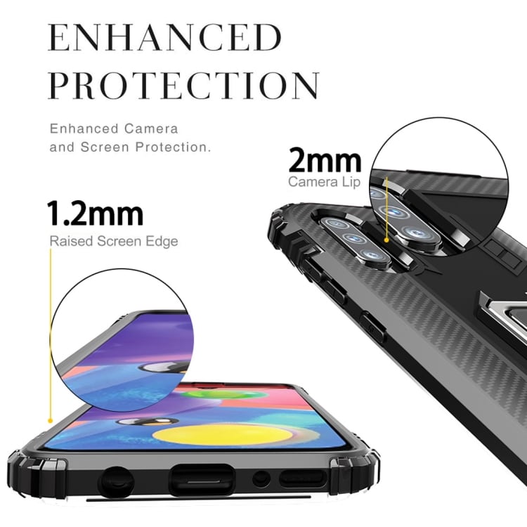 Beskyttelsedeksel med ring Samsung Galaxy A70s - Svart
