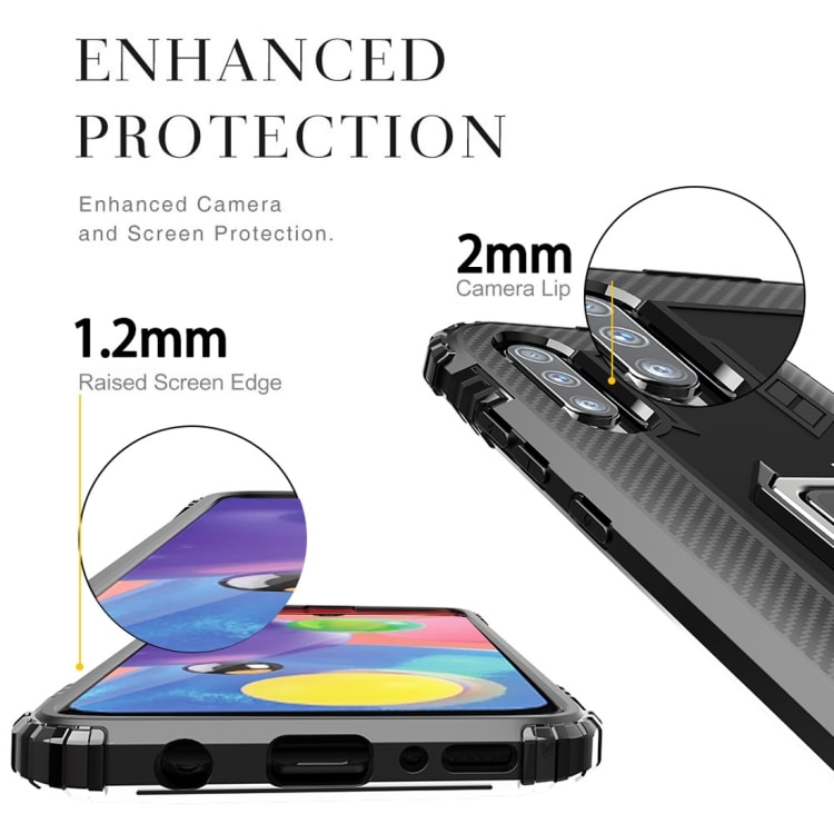 Beskyttelsedeksel med ring Samsung Galaxy A70 Svart
