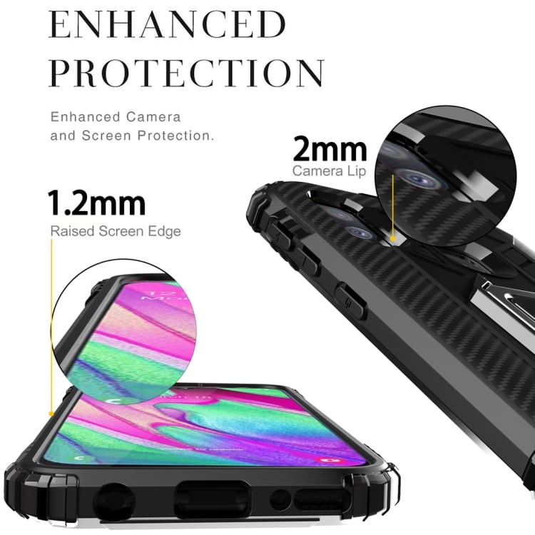 Beskyttelsedeksel med ring Samsung Galaxy A40 - Svart