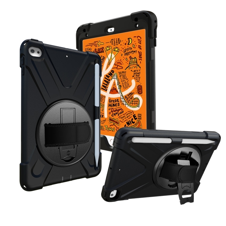 Beskyttelsedeksel med håndreim, skulderbånd, stativ & pennholder iPad Mini 5, Svart