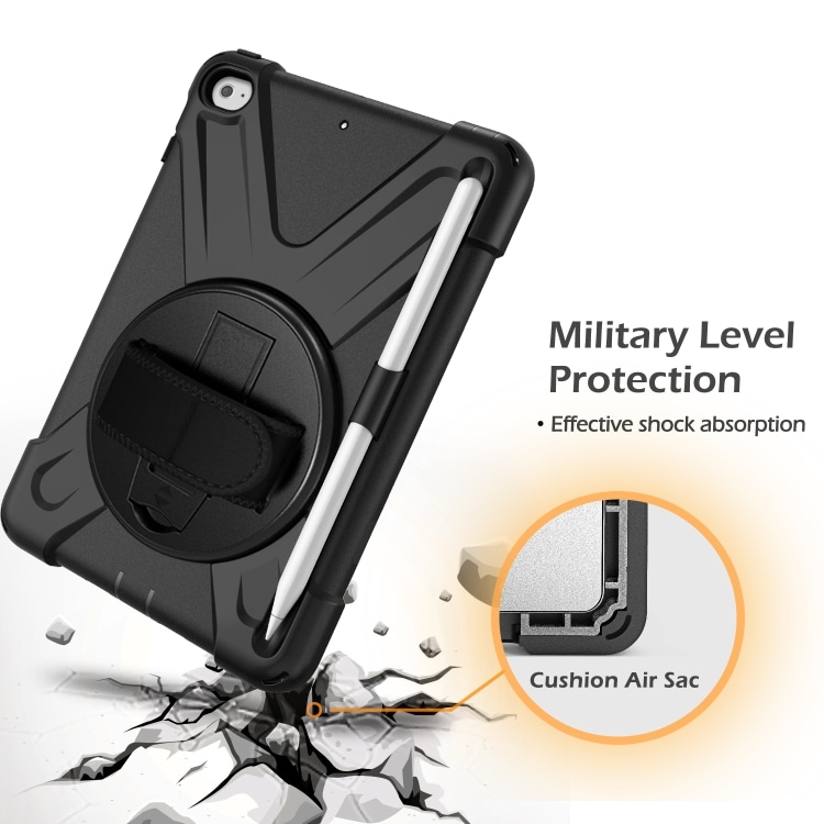 Beskyttelsedeksel med håndreim, skulderbånd, stativ & pennholder iPad Mini 5, Svart