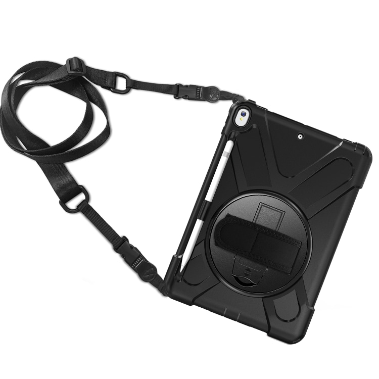 Beskyttelsedeksel med håndreim, skulderbånd, stativ & pennholder iPad Pro 10.5, Svart