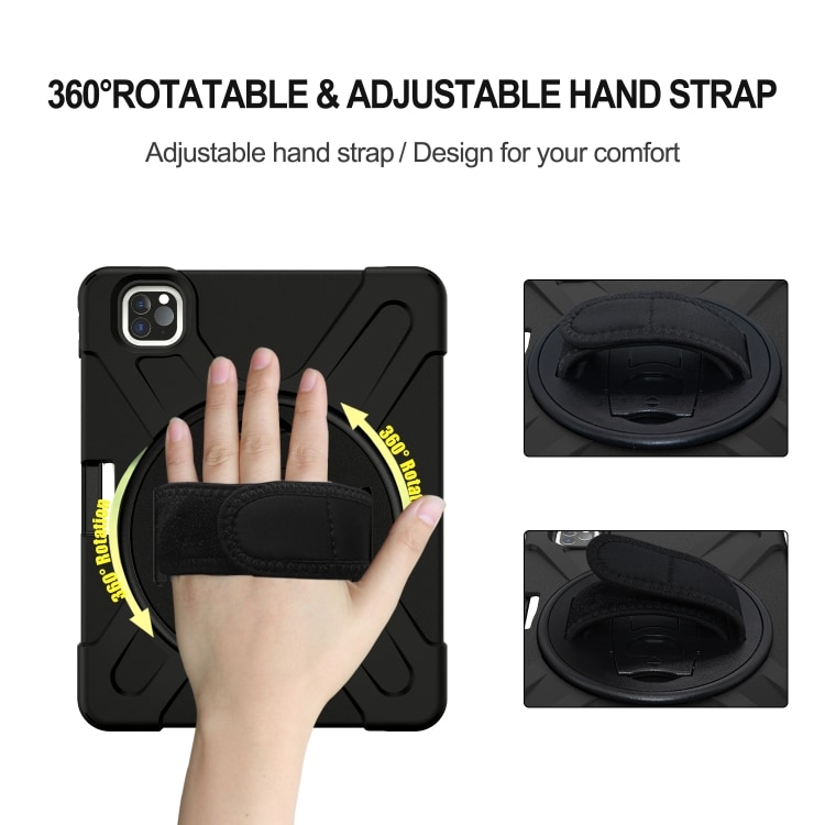 Beskyttelsedeksel med håndreim, skulderbånd, stativ & pennholder iPad Pro 11, Svart