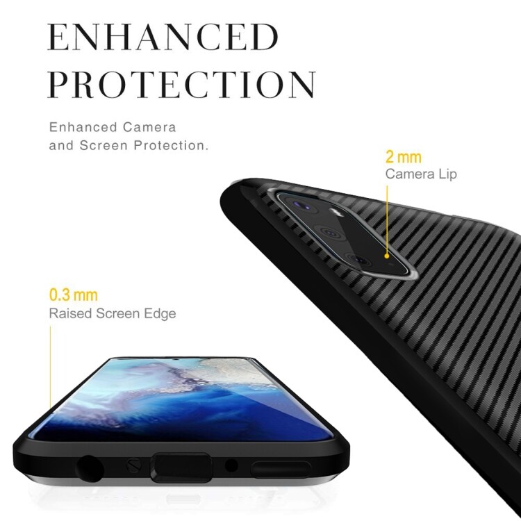 TPU deksel Samsung Galaxy S20+, Carbon Fiber+Svart