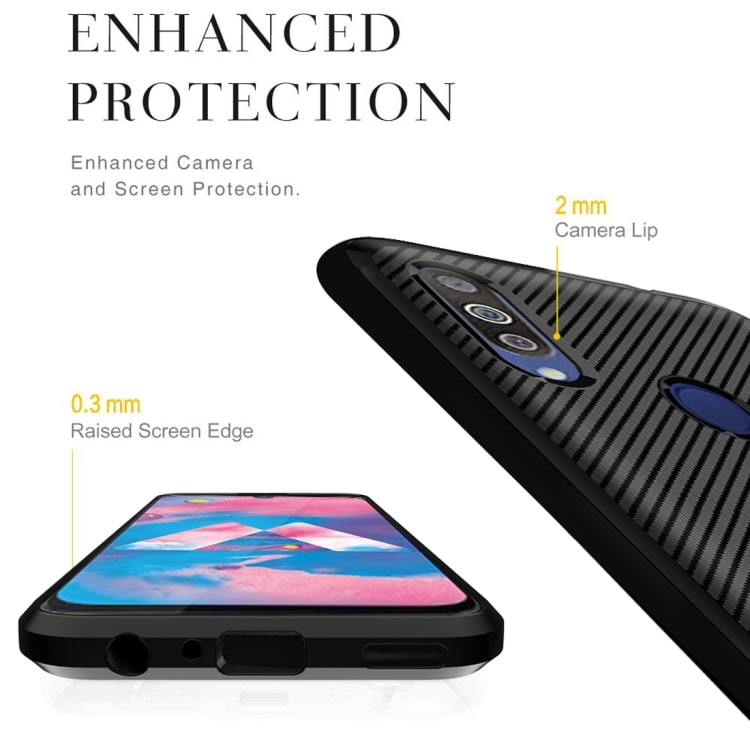 TPU deksel Samsung Galaxy M30 / A40s, Carbon Fiber+Svart