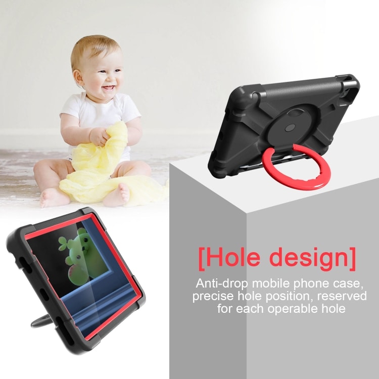 Slagresistent barnedeksel med stativ og håndtak iPad Pro 11 (2020), Svart+Rød