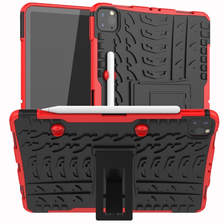 Beskyttelsedeksel med stativ & dekkmønster iPad Pro 11 (2020), Svart+Rød