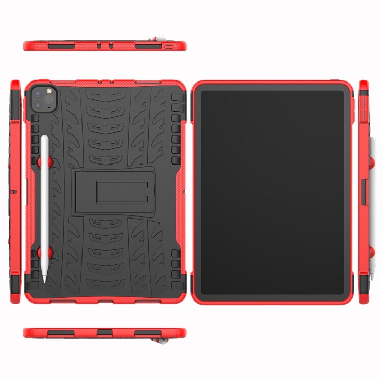 Beskyttelsedeksel med stativ & dekkmønster iPad Pro 11 (2020), Svart+Rød