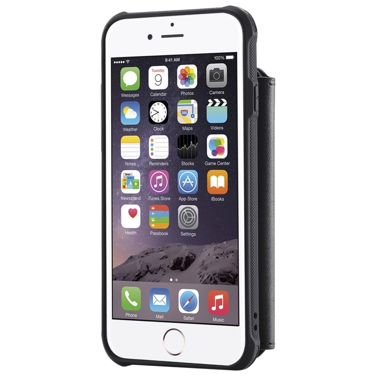 Shockproof Lommebokdeksel med stativ iPhone SE 2020 / 8 / 7, Svart
