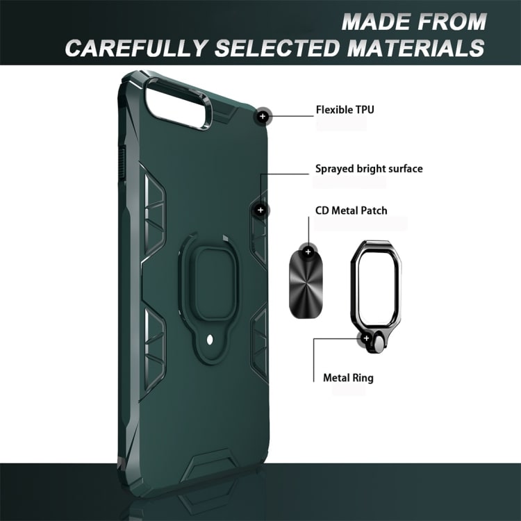 Shockproof TPU deksel med ringholder iPhone 7 Plus / 8 Plus, Svart